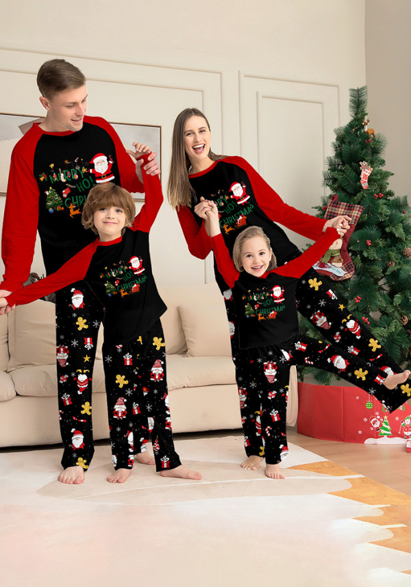 Santa Claus letter print Family Wear long-sleeved top and pants Pajama set
