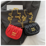 Women Mini Pleated Shell Bag Chain Bag Modern Crossbody Shoulder Bag