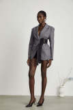 Women Side-Strap Patchwork Long-Sleeved Blazer