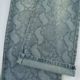 Women casual snake print denim Pant