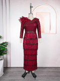 Plus-size African Women sexy tassel sequin dress