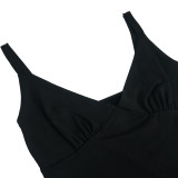 Women's Strappy V-Neck Sleeveless Low Back Ruffled Short Dress