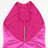 Women's Slim Fit Halter Neck Solid Color Long Dress