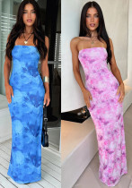 Women's Summer Strapless Printed Bodycon Long Dress
