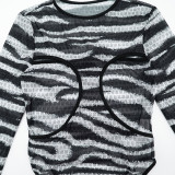 Women's Autumn Round Neck Cut-Out Long Sleeve Bodysuit Pants Set