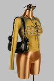 Women's Summer See-Through Printed Seamless Long Sleeve Top
