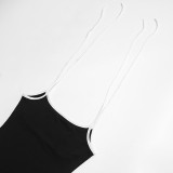 Women's Sleeveless Strappy Color-Blocked Bodycon Long Dress