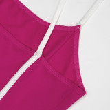 Women's Cross Strap Sleeveless Color-Blocked High-Waist Jumpsuit