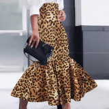 Women's Leopard Print Elegant Slim Fit Fishtail Skirt