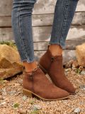 Women's Winter Plus Size Suede Pointed Side Zip Mid Heel Chelsea Boots