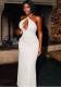 Women's Solid Chic Low Back Cross Halter Neck Long Dress