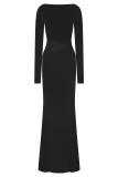 Women's Long Sleeve Cut-Out See Through Slit Long Dress