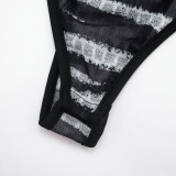 Women's Autumn Round Neck Cut-Out Long Sleeve Bodysuit Pants Set