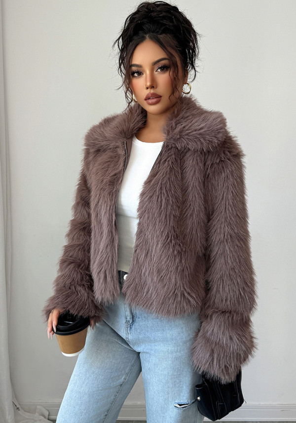 Women's Autumn Chic Elegant Furry Long Sleeve Coat