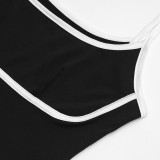 Women's Sleeveless Strappy Color-Blocked Bodycon Long Dress