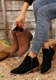 Women's Winter Plus Size Suede Pointed Side Zip Mid Heel Chelsea Boots