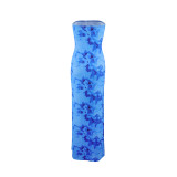 Women's Summer Strapless Printed Bodycon Long Dress