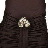 Women's Summer Sexy Solid Sleeveless Low Back Slit Pleated Long Dress