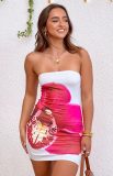 Women's Summer Strapless Floral Bodycon Short Dress
