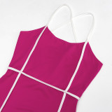 Women's Cross Strap Sleeveless Color-Blocked High-Waist Jumpsuit