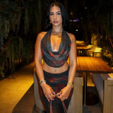 Women's Summer Halter Neck Low Back Printed Camisole