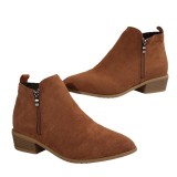 Women's Winter Plus Size Suede Pointed Side Zip Mid Heel Chelsea Boots
