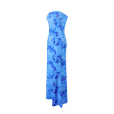 Women's Summer Strapless Printed Bodycon Long Dress