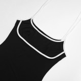 Women's Sleeveless Strappy Color-Blocked Bodycon Long Dress