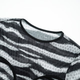 Women's Autumn Round Neck Cut-Out Long Sleeve Bodysuit Pants Set