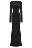 Women's Long Sleeve Cut-Out See Through Slit Long Dress