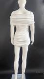 Women's Chic Lace Patchwork Off-Shoulder Knit Short Dress