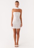 Women's Summer Strapless Sequin Bodycon Short Dress