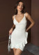 Women's Strappy V-Neck Sleeveless Low Back Ruffled Short Dress