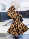 Women's Leopard Print Elegant Slim Fit Fishtail Skirt