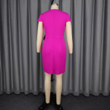 Women Round Neck Patchwork Tiered Ruffle Formal Party Dress