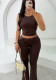 Women Summer Sleeveless Crop Top and Pants Two-Piece Set
