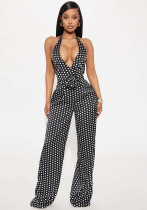 Women Sexy Backless Rose Dot Dress