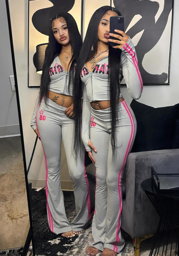 Women Top and Fitness Bell Bottom Two-Piece Set