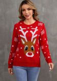 Women Autumn Winter Cartoon Christmas Round Neck Knitting Sweater