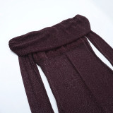 Women Sexy See-Through Off-Shoulder Long Sleeve Autumn Bodycon Dress