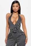 Women Sexy Backless Rose Dot Dress
