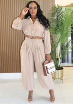 Women's Autumn Solid Elastic Waist Long Sleeve Pocket Sport Pants Set Women's Autumn Solid Elastic Waist Long Sleeve Pocket Sport Pants Set