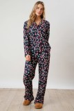 Christmas Women Printed Casual Long-Sleeve Top and Pajama Two-Piece Set