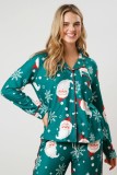 Christmas Women Printed Casual Long-Sleeve Top and Pajama Two-Piece Set