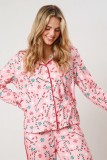 Christmas Women Printed Casual Long-Sleeve Top and Pajama Two-Piece Set