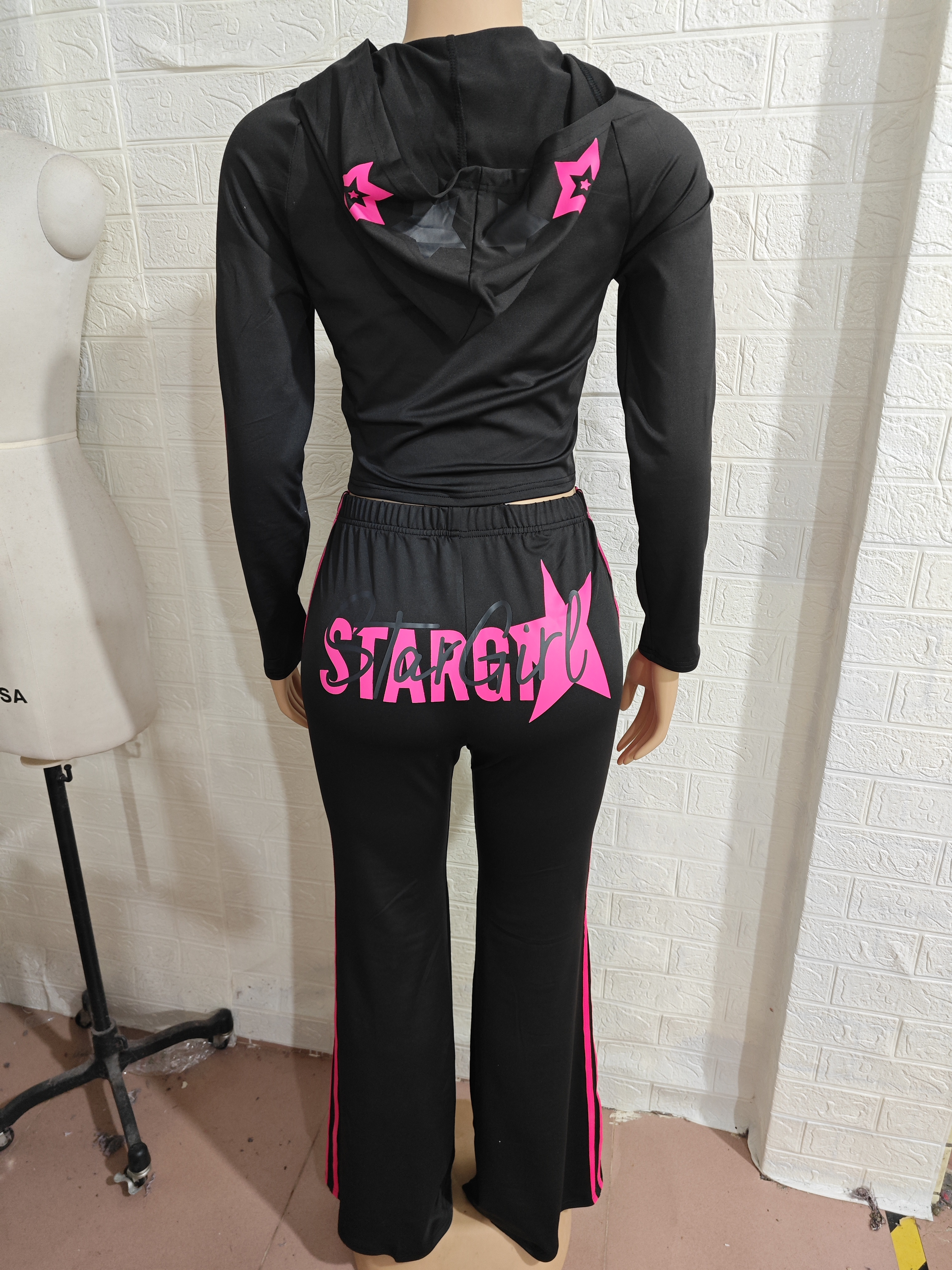 Women Top and Fitness Bell Bottom Two-Piece Set