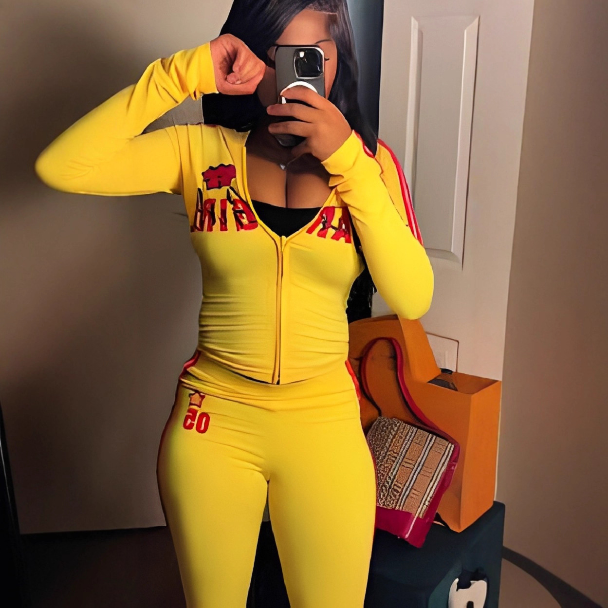 Women Top and Fitness Bell Bottom Two-Piece Set