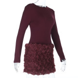 Women Floral Patchwork Long Sleeve Autumn Dress