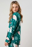 Christmas Women Printed Casual Long-Sleeve Top and Pajama Two-Piece Set