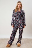 Christmas Women Printed Casual Long-Sleeve Top and Pajama Two-Piece Set